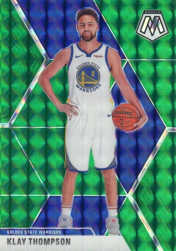 #80 Klay Thompson - Golden State Warriors - 2019-20 Panini Mosaic - Green Prizm Basketball