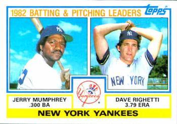 #81 Yankees Leaders / Checklist Jerry Mumphrey / Dave Righetti - New York Yankees - 1983 Topps Baseball