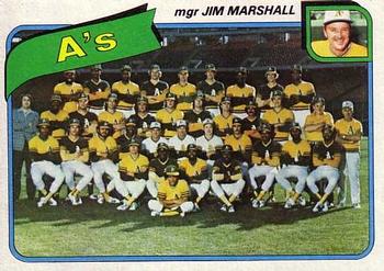 #96 Oakland A's / Jim Marshall - Oakland Athletics - 1980 Topps Baseball