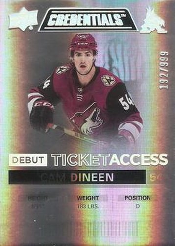 #82 Cam Dineen - Arizona Coyotes - 2021-22 Upper Deck Credentials Hockey