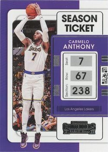 #82 Carmelo Anthony - Los Angeles Lakers - 2021-22 Panini Contenders Basketball