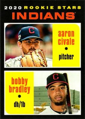 #83 Indians 2020 Rookie Stars Aaron Civale / Bobby Bradley - Cleveland Indians - 2020 Topps Heritage Baseball