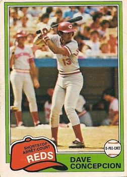#83 Dave Concepcion - Cincinnati Reds - 1981 O-Pee-Chee - Gray Back Baseball