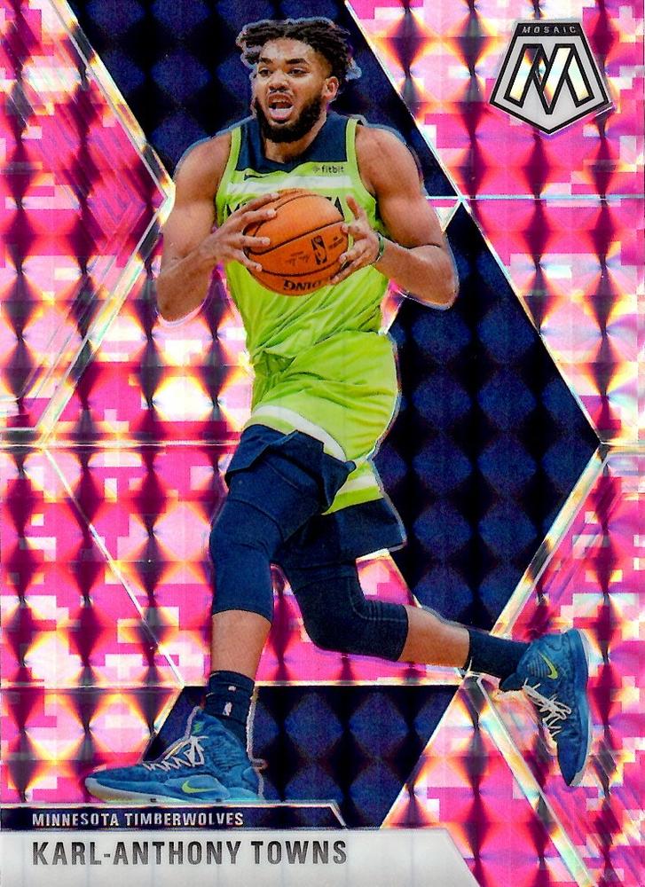 #83 Karl-Anthony Towns - Minnesota Timberwolves - 2019-20 Panini Mosaic - Camo Pink Basketball