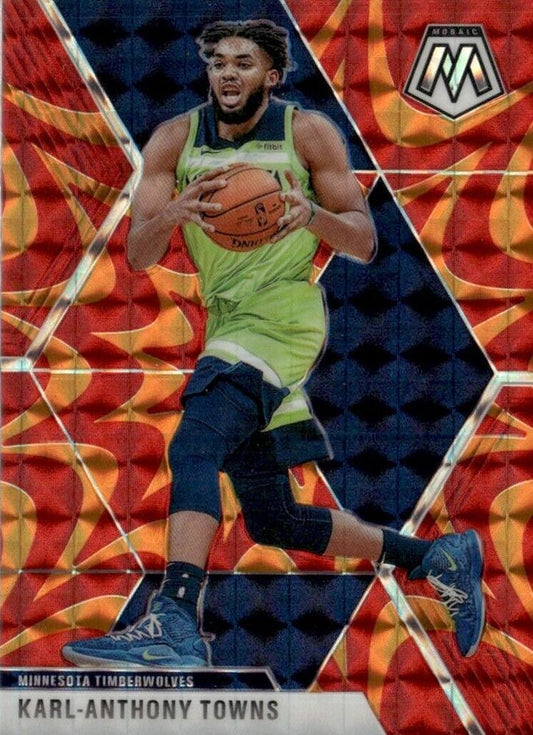 #83 Karl-Anthony Towns - Minnesota Timberwolves - 2019-20 Panini Mosaic - Reactive Orange Basketball