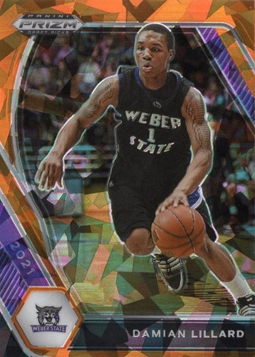 #83 Damian Lillard - Weber State Wildcats - 2021 Panini Prizm Draft Picks - Orange Ice Basketball