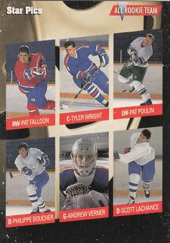 #36 Pat Falloon / Tyler Wright / Philippe Boucher / Andrew Verner / Scott Lachance / Patrick Poulin - San Jose Sharks / Edmonton Oilers / Hartford Whalers / Buffalo Sabres / Edmonton Oilers / New York Islanders - 1991 Star Pics Hockey