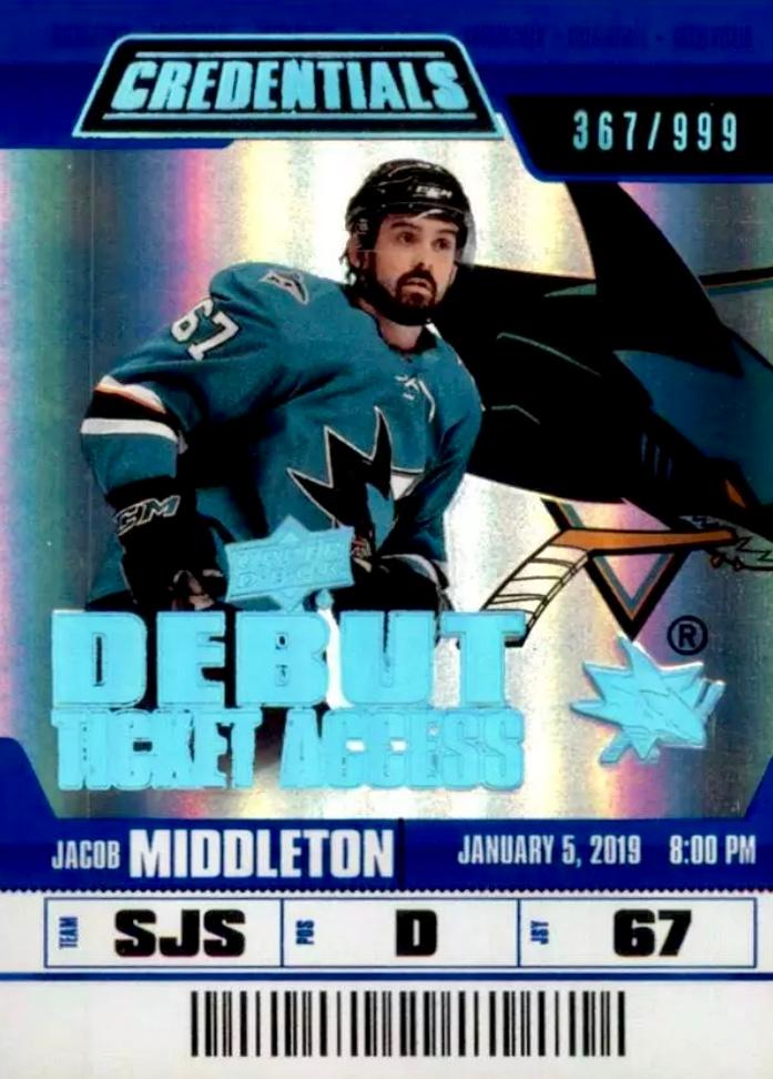 #84 Jacob Middleton - San Jose Sharks - 2019-20 Upper Deck Credentials Hockey