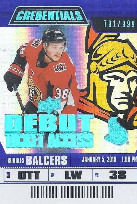 #85 Rudolfs Balcers - Ottawa Senators - 2019-20 Upper Deck Credentials Hockey