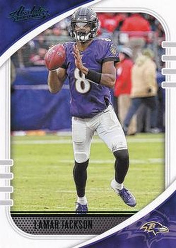#85 Lamar Jackson - Baltimore Ravens - 2020 Panini Absolute - Green Football