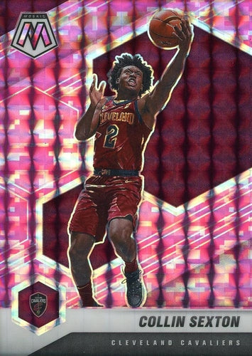 #85 Collin Sexton - Cleveland Cavaliers - 2020-21 Panini Mosaic - Mosaic Camo Pink Basketball