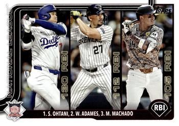 #86 National League Leaders RBI (Shohei Ohtani / Willy Adames / Manny Machado) - Los Angeles Dodgers / Milwaukee Brewers / San Diego Padres - 2025 Topps Baseball