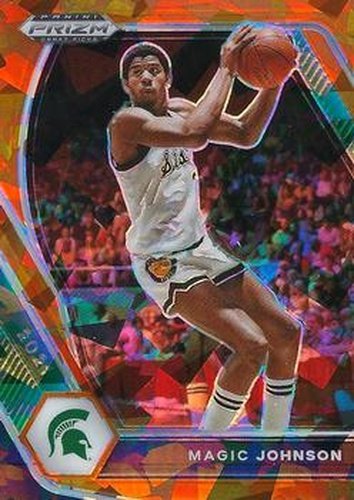 #86 Magic Johnson - Michigan State Spartans - 2021 Panini Prizm Draft Picks - Orange Ice Basketball