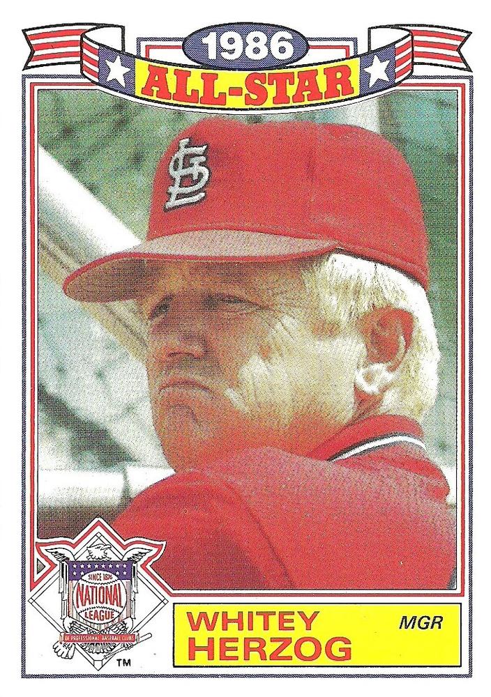 #1 Whitey Herzog - St. Louis Cardinals - 1987 Topps - 1986 All-Star Game Commemorative Set (Glossy All-Stars) Baseball