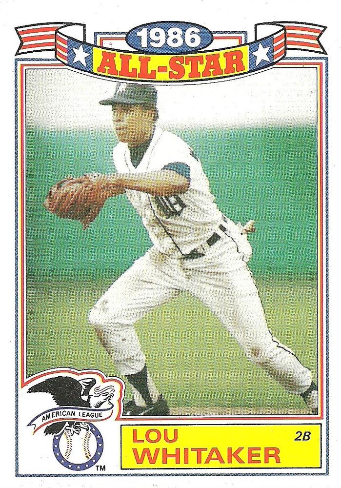 #14 Lou Whitaker - Detroit Tigers - 1987 Topps - 1986 All-Star Game Commemorative Set (Glossy All-Stars) Baseball