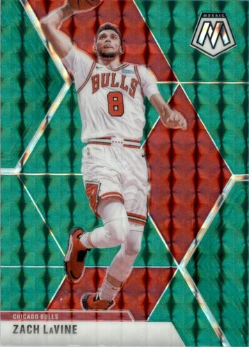 #87 Zach LaVine - Chicago Bulls - 2019-20 Panini Mosaic - Green Prizm Basketball