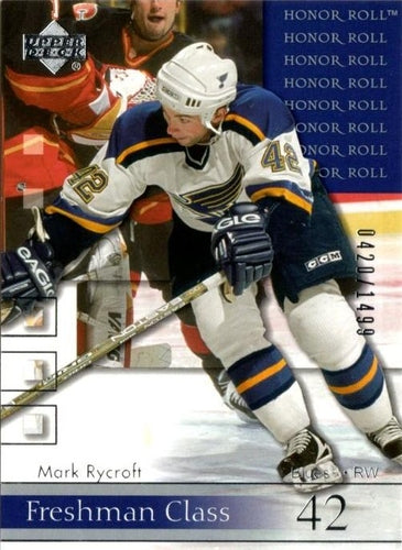 #87 Mark Rycroft - St. Louis Blues - 2001-02 Upper Deck Honor Roll Hockey