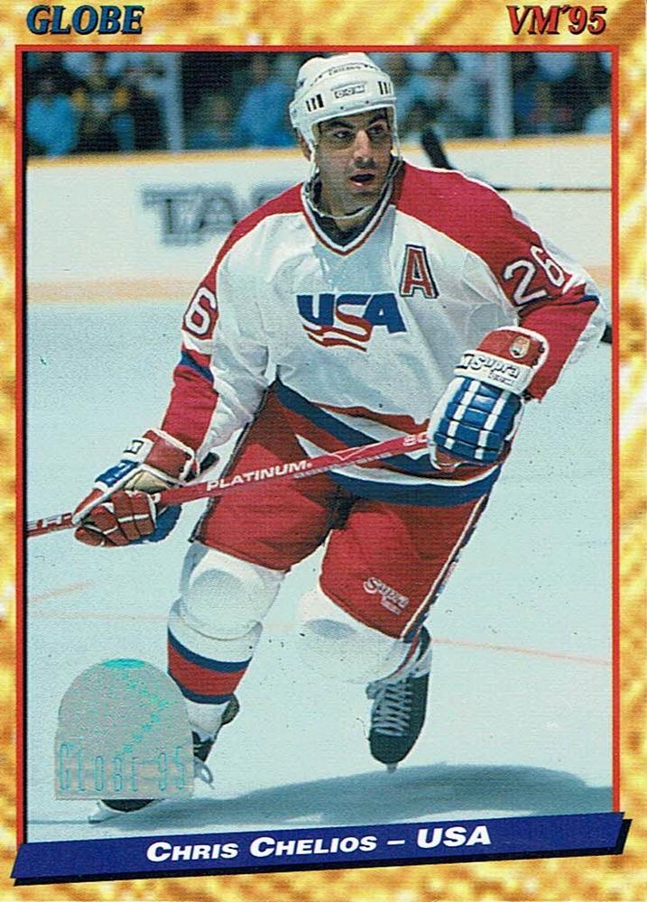 #107 Chris Chelios - USA - 1995 Semic Globe VM (Swedish) Hockey