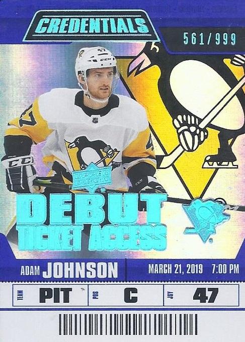 #88 Adam Johnson - Pittsburgh Penguins - 2019-20 Upper Deck Credentials Hockey