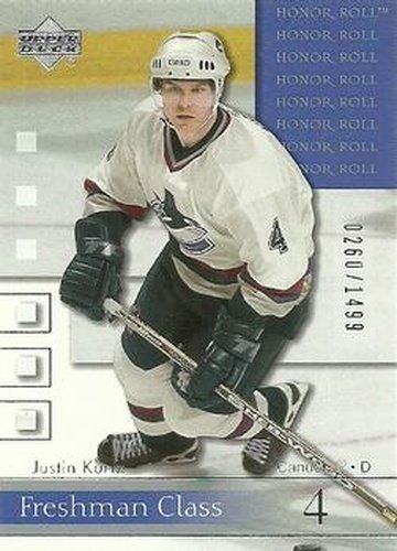 #89 Justin Kurtz - Vancouver Canucks - 2001-02 Upper Deck Honor Roll Hockey