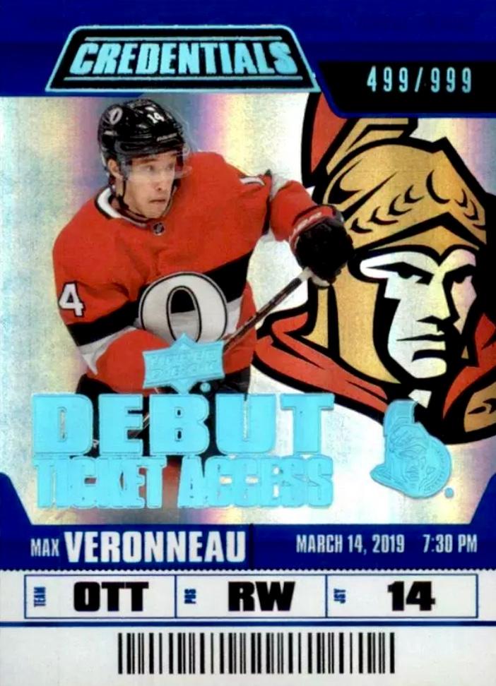 #90 Max Veronneau - Ottawa Senators - 2019-20 Upper Deck Credentials Hockey