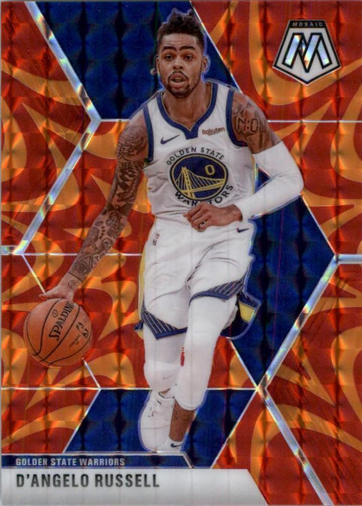 #90 D'Angelo Russell - Golden State Warriors - 2019-20 Panini Mosaic - Reactive Orange Basketball