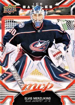 #90 Elvis Merzlikins - Columbus Blue Jackets - 2022-23 Upper Deck MVP - Ice Battles Hockey
