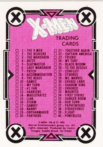 #90 Checklist - 1991 Comic Images X-Men