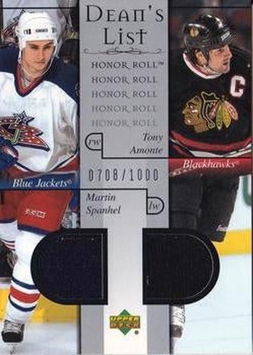 #91 Martin Spanhel / Tony Amonte - Columbus Blue Jackets / Chicago Blackhawks - 2001-02 Upper Deck Honor Roll Hockey