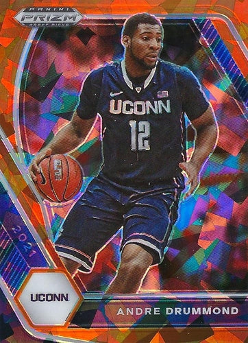 #92 Andre Drummond - Connecticut Huskies - 2021 Panini Prizm Draft Picks - Orange Ice Basketball