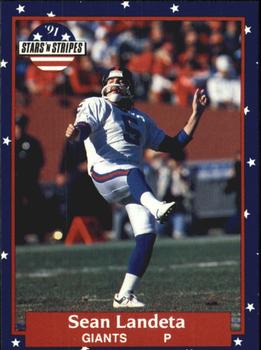 #93 Sean Landeta - New York Giants - 1991 Fleer Stars 'n Stripes Football