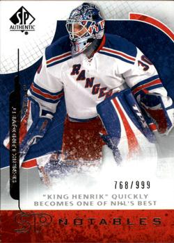 #116 Henrik Lundqvist - New York Rangers - 2008-09 SP Authentic Hockey