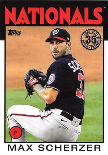 #86B-95 Max Scherzer - Washington Nationals - 2021 Topps - 1986 Topps Baseball 35th Anniversary Series One Baseball
