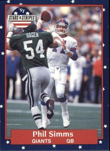 #95 Phil Simms - New York Giants - 1991 Fleer Stars 'n Stripes Football