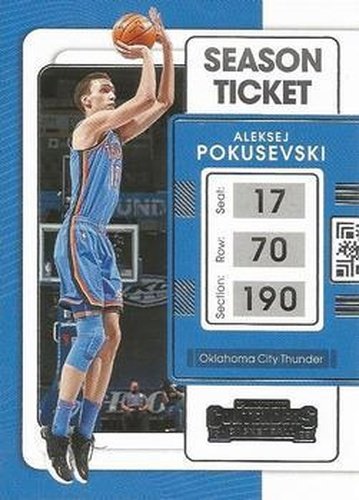 #95 Aleksej Pokusevski - Oklahoma City Thunder - 2021-22 Panini Contenders Basketball
