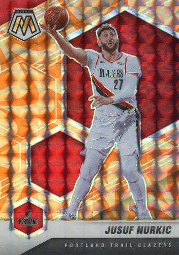 #96 Jusuf Nurkic - Portland Trail Blazers - 2020-21 Panini Mosaic - Mosaic Reactive Orange Basketball
