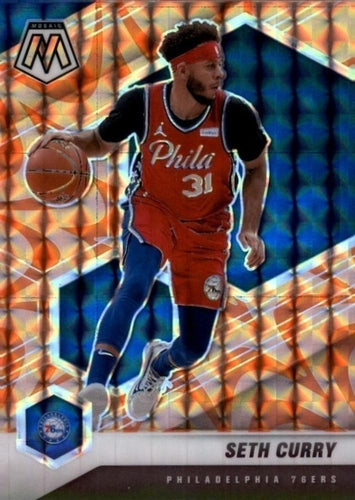 #97 Seth Curry - Philadelphia 76ers - 2020-21 Panini Mosaic - Mosaic Reactive Orange Basketball