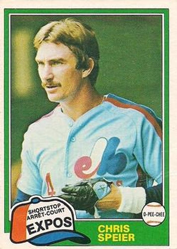 #97 Chris Speier - Montreal Expos - 1981 O-Pee-Chee - Gray Back Baseball