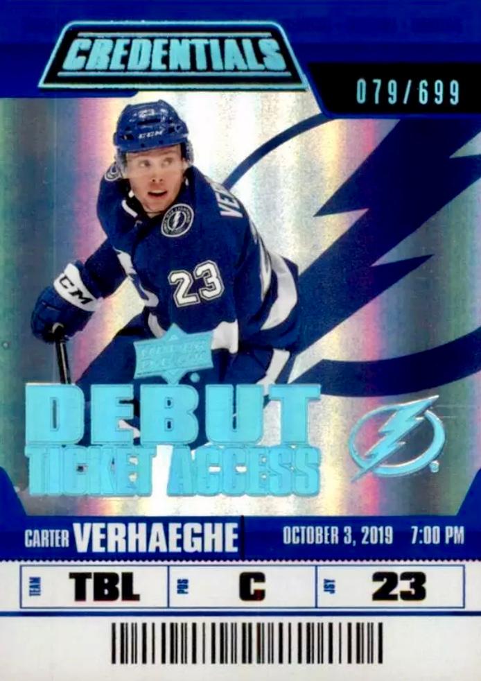 #97 Carter Verhaeghe - Tampa Bay Lightning - 2019-20 Upper Deck Credentials Hockey