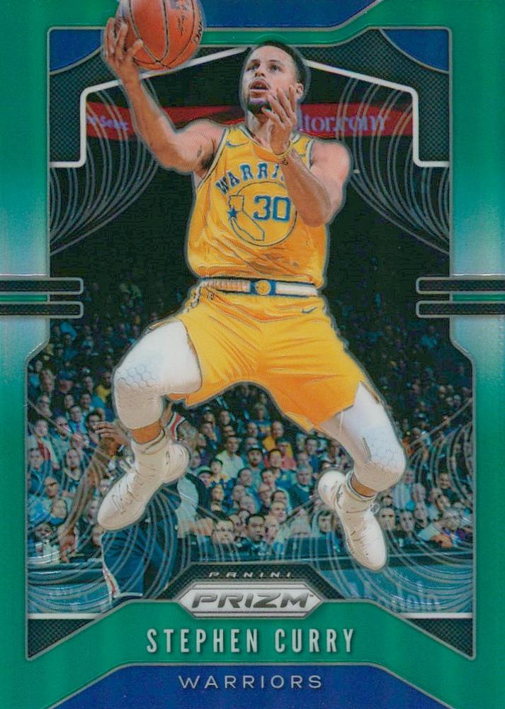 #98 Stephen Curry - Golden State Warriors - 2019-20 Panini Prizm - Prizms Green Basketball