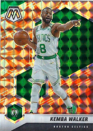 #98 Kemba Walker - Boston Celtics - 2020-21 Panini Mosaic - Mosaic Reactive Orange Basketball