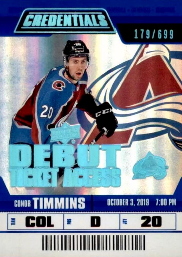 #98 Conor Timmins - Colorado Avalanche - 2019-20 Upper Deck Credentials Hockey