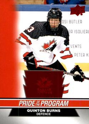 #98 Quinton Burns - Canada - 2023 Upper Deck Team Canada Juniors - Red Foil Hockey