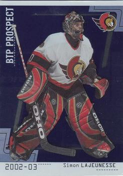 #99 Simon Lajeunesse - Ottawa Senators - 2002-03 Be a Player Between the Pipes Hockey