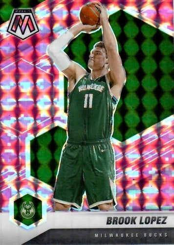#9 Brook Lopez - Milwaukee Bucks - 2020-21 Panini Mosaic - Mosaic Camo Pink Basketball