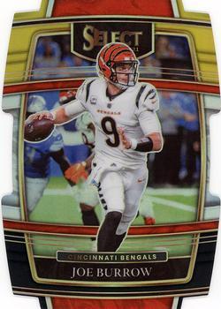 #9 Joe Burrow - Cincinnati Bengals - 2021 Panini Select - Black and Gold Prizm Die Cut Football