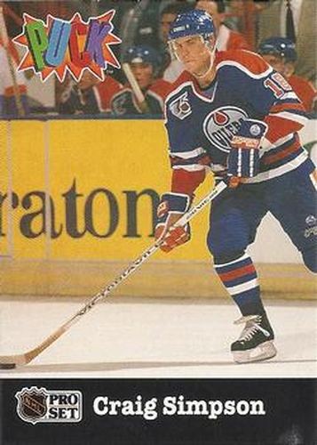 #9 Craig Simpson - Edmonton Oilers - 1991-92 Pro Set PUCK Hockey