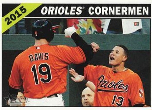 #CC-6 Orioles Cornermen Chris Davis / Manny Machado - Baltimore Orioles - 2015 Topps Heritage - Combo Cards Baseball