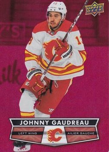 #DC-32 Johnny Gaudreau - Calgary Flames - 2021-22 Upper Deck Tim Hortons - Red Die Cut Hockey