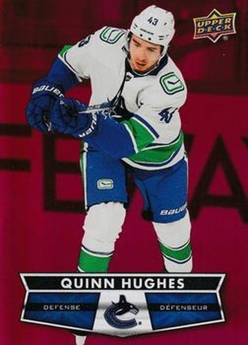 #DC-50 Quinn Hughes - Vancouver Canucks - 2021-22 Upper Deck Tim Hortons - Red Die Cut Hockey